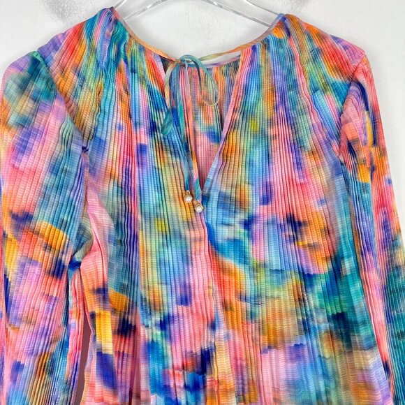 Tanya Taylor Shanalee Top Shirt Accordion Pleated Long Sleeve Size Small S EUC - Picture 9 of 13